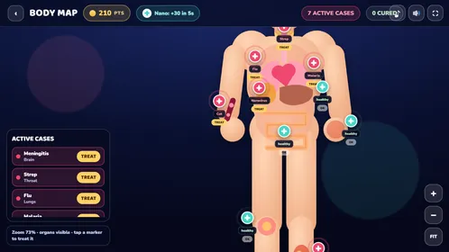 The body map with the sick zones marked