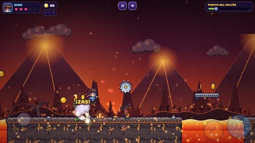Sion attacks next to the lava in Burning Volcano