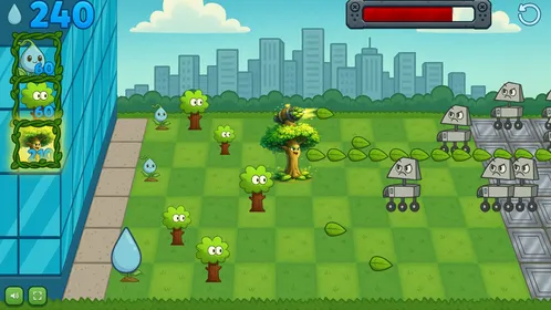 El RepeTree lanza un chorro de hojas a los robots
