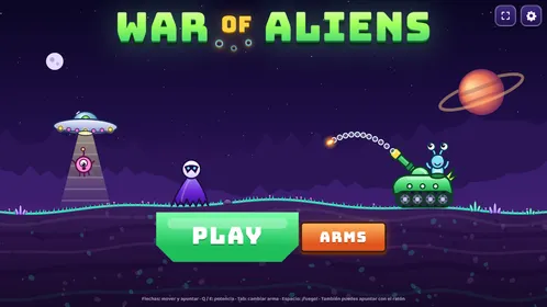 Title screen with the tank and the aliens